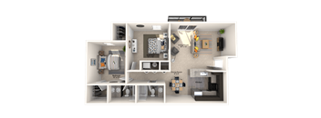 2X2 Potomac Floor Plan, 795-860 SQFT.