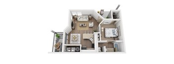 A1/A2R Floor Plan, 1 Bed 1-Bath