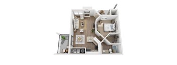 A2/A2R Floor Plan, 1 Bed 1-Bath