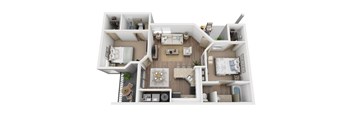 B1/B1R Floor Plan, 2 Bed 2-Bath