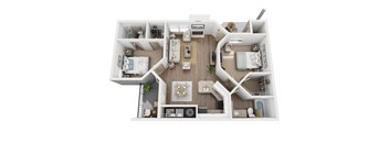 B2/B2R Floor Plan, 2 Bed 2-Bath