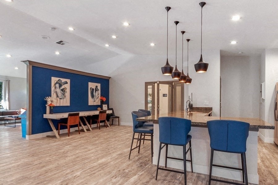 Clubhouse community kitchenette and tables