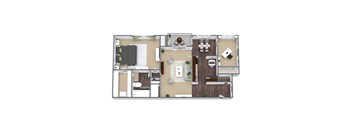 1X1 Rock Creek Floor Plan, 729 SQFT