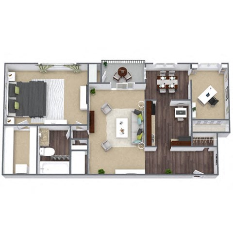 1X1 Rock Creek Floor Plan, 729 SQFT