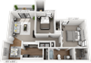 Daisy Floor Plan, 2-Bed 1-Bath, 915 SQFT