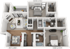 Goldenrod Floor Plan, 2-Bed 2-Bath, 1080 SQFT