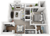 Mullberry Floor Plan, 1-Bed 1-Bath, 770 SQFT