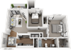 Primrose Floor Plan, 2-Bed 1-Bath, 915 SQFT