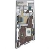 S1-B, 1-Bed 1-Bath Floor Plan, 825 SQFT