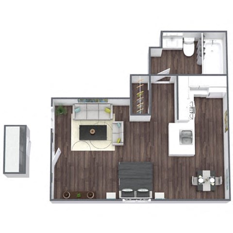 Studio Floor Plan 3D Image
