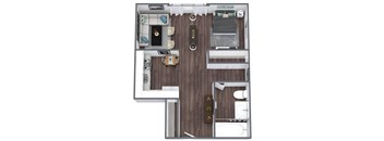Studio 1 Floor Plan 3D Image