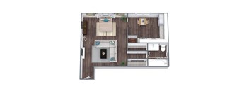 Studio 2 Floor Plan 3D Image