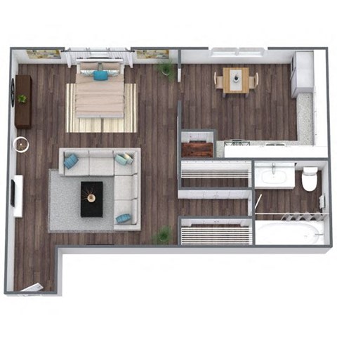Studio 2 Floor Plan 3D Image