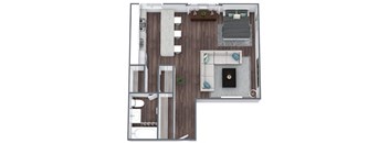 Studio 3 Floor Plan 3D Image