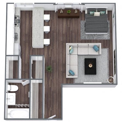Studio 3 Floor Plan 3D Image