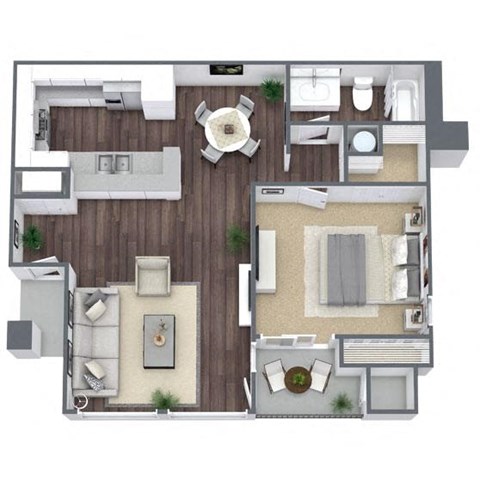 1X1 Sanibel Floor Plan, 684 SQFT