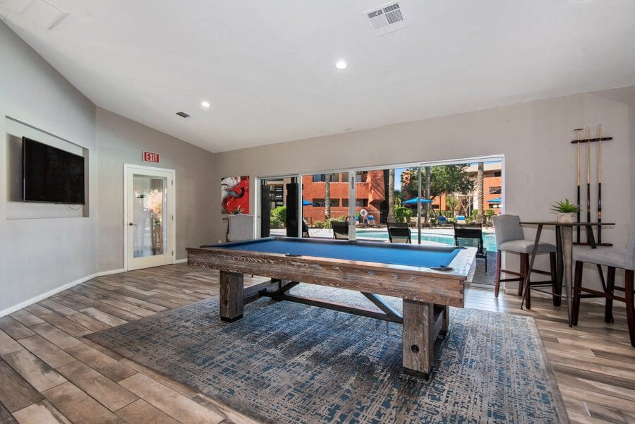 Community game room with pool table at Saratoga Ridge, Phoenix, Arizona