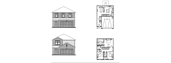 different floor plans of a house with different bedrooms and a garage