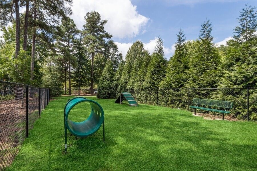 Dog park with equipment