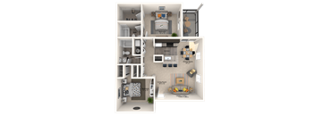 2X2 Shenandoah Floor Plan, 885 SQFT.