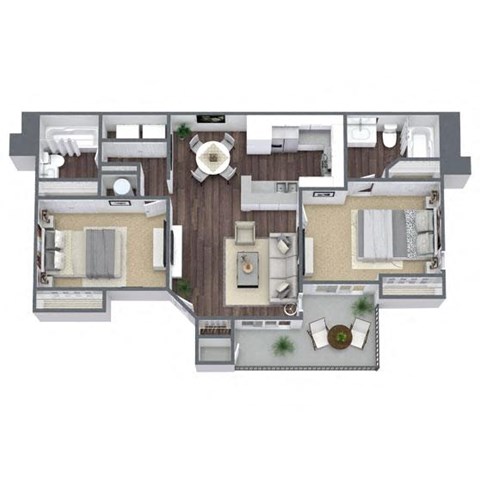 2X2 Siesta Floor Plan, 846 SQFT
