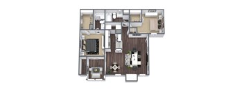 Silver Maple floor plan, 2-bedroom, 2-bathroom at Autumnwood, Arlington, TX, 76014