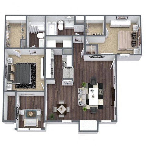 Silver Maple floor plan, 2-bedroom, 2-bathroom at Autumnwood, Arlington, TX, 76014