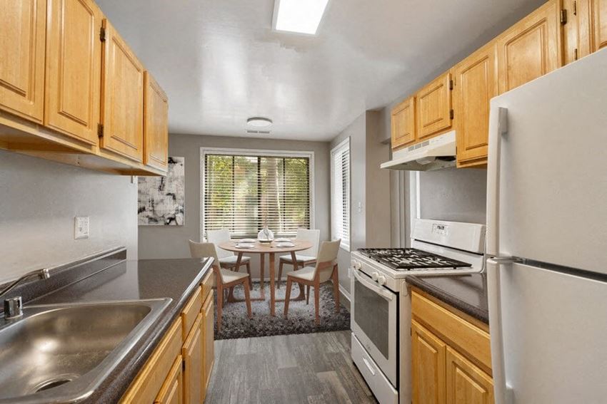 Kitchen/Dining Furnished model kitchen and dining room
