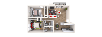 Steam Boat 2x2 3D Floor Plan