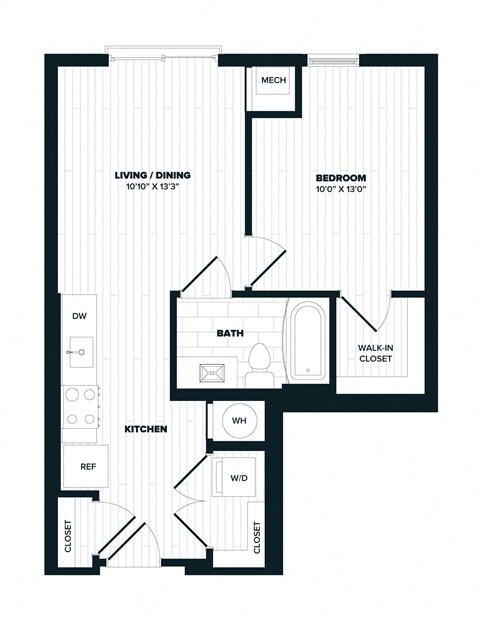 B2, 564 SQFT. Floor Plan