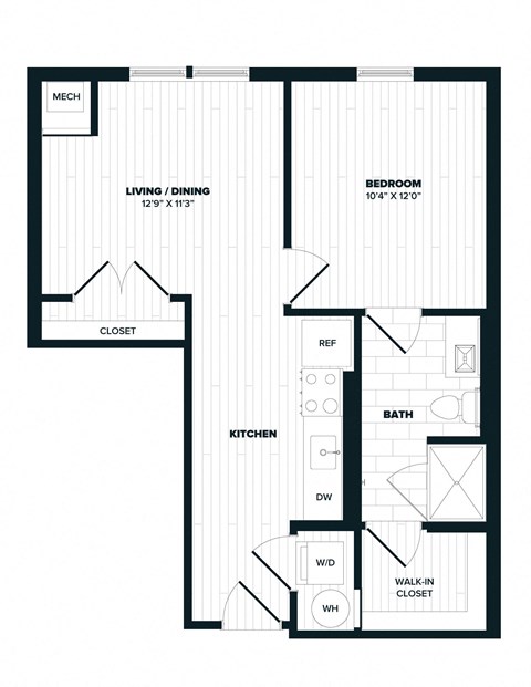 B9, 604 SQFT. Floor Plan