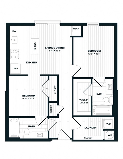 C1, 823 SQFT. Floor Plan