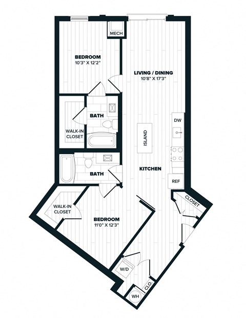 C5 Floor Plan, 975 SQFT.