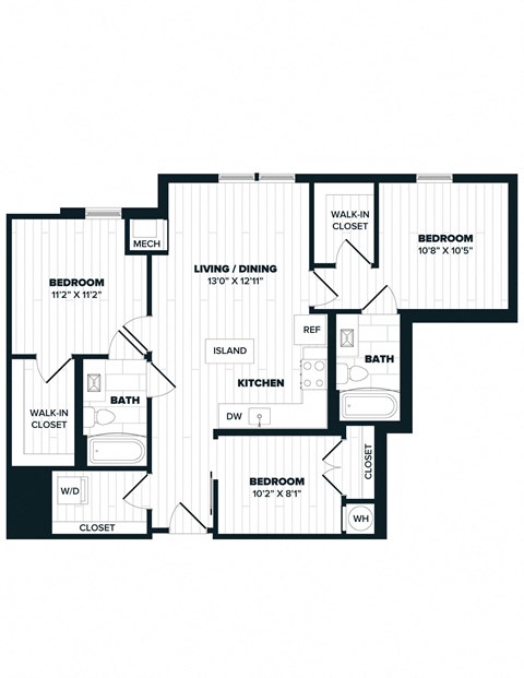 D4 Floor Plan, 1,007 SQFT.