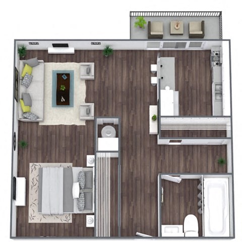 Studio Floor Plan, 535 SQFT