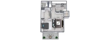 Studio floor plan 415 sqft