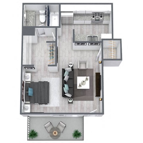 Studio floor plan 415 sqft