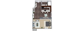 Studio 3D Floor Plan Imageat Elevate on Parkway, Burnsville