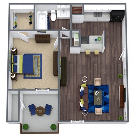 1X1 Garden Ridge Floor Plan, 560 SQFT
