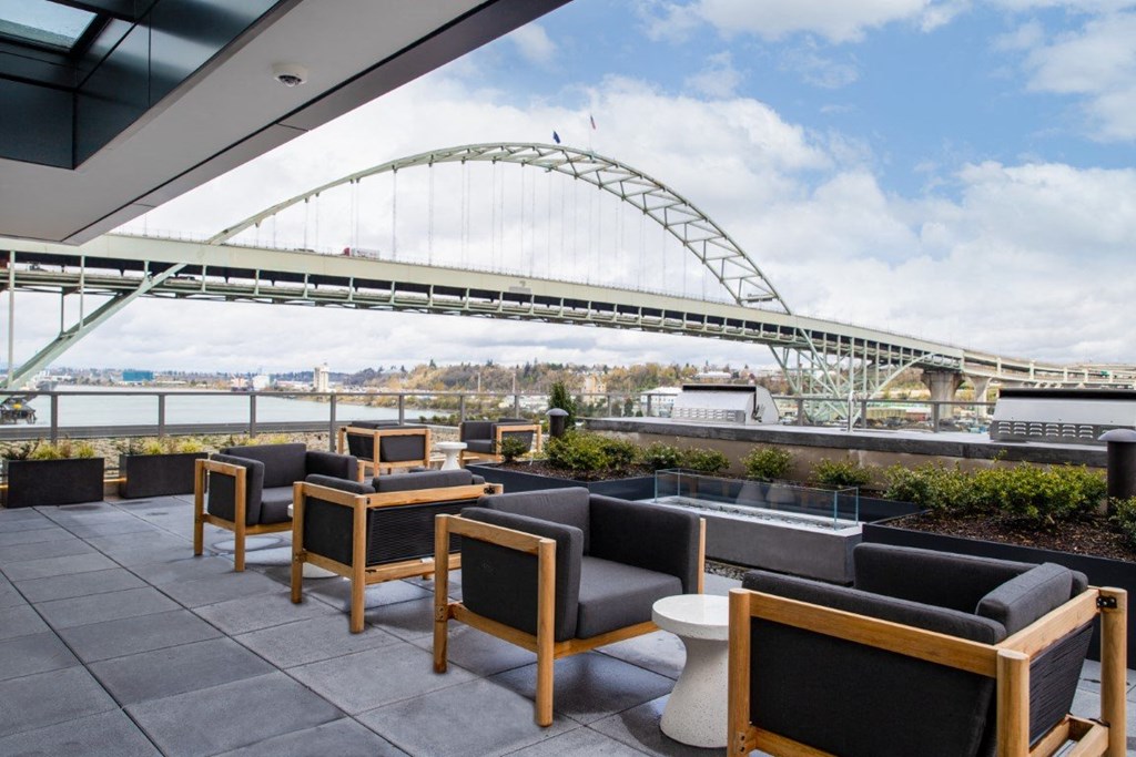 Rooftop terrace along the river