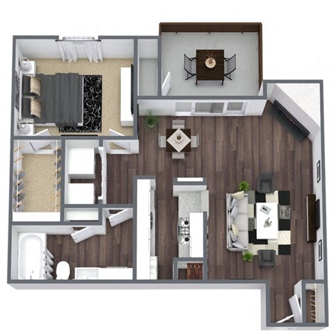 Sweetgum floor plan, 1-bedroom, 1-bathroom at Autumnwood, Arlington, 76014