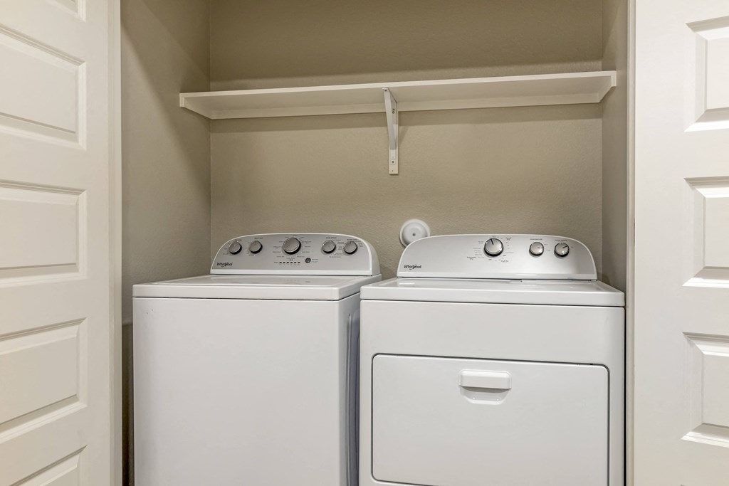 a washer and dryer in a laundry room