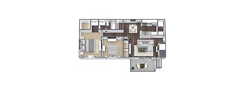 the 1122 sq ft floor plan  studio