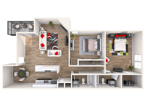 Twin Lake 2x2 3D Floor Plan
