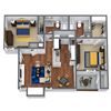 2 Bed 2 bath 3D floor plan Vail