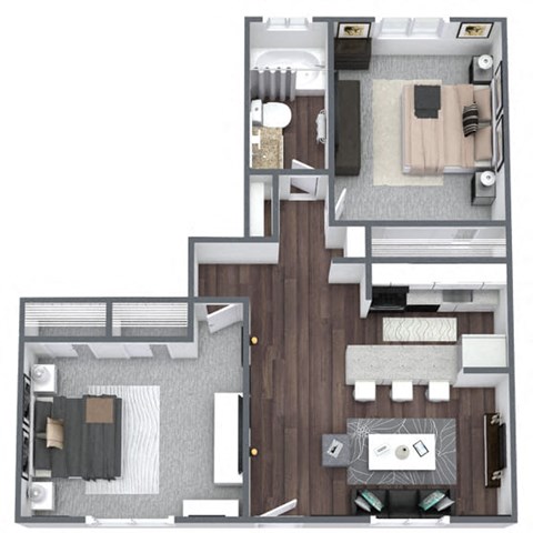 Ventana Floor Plan 2-Bed, 1-Bath 800SQFTat Esprit Cherry Creek, Glendale