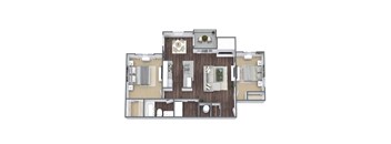 a floor plan with a bedroom and a living room