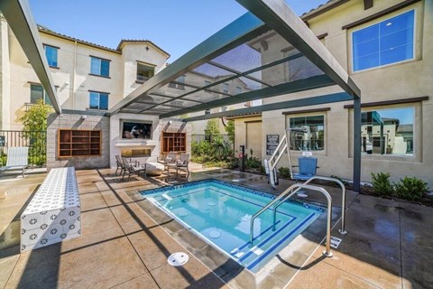 View of covered spa area