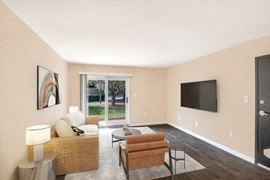 Living room with patio door entrance