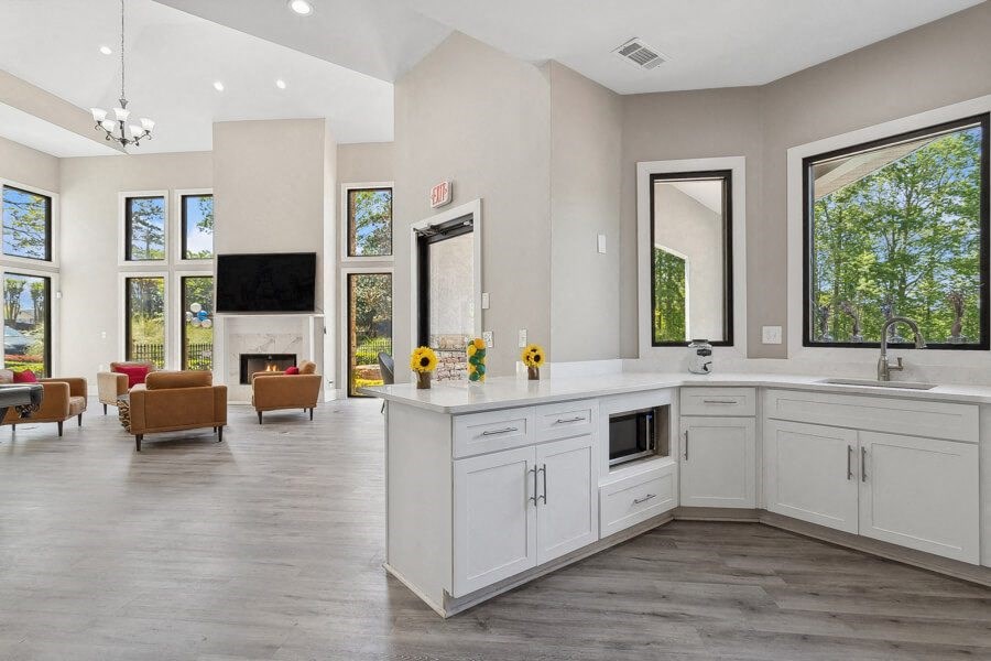 Clubhouse kitchen and lounge area